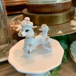 vintage white porcelain poodle~ trinket ~dogs~farmhouse~ Collectibles~pets